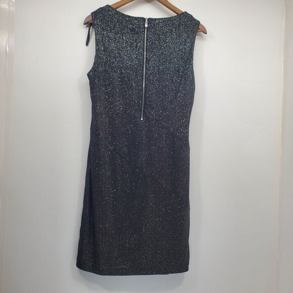Vince Camuto Dress Women Medium Black Sequin Midi Sheath Lining with Sleeveless - Picture 2 of 13